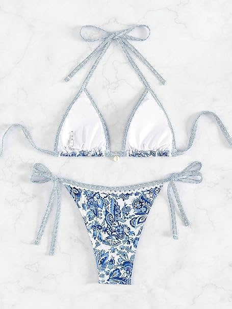 Women's Floral Printed Bathing Suit Halter Paisley Summer Swimsuit Bikinis Set