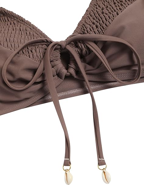 Women's Triangle Oversized Bikini Set O Ring Tie String Two Piece Swimsuit 2025 Smocked High Cut Bathing Suit