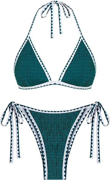 Women Triangle Oversized Bikini Sets Sexy Two Piece Swimsuit Halter V Neck String Bathing Suits Tie Side Swimwear 2025