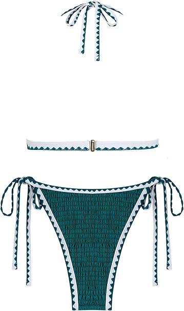 Women Triangle Oversized Bikini Sets Sexy Two Piece Swimsuit Halter V Neck String Bathing Suits Tie Side Swimwear 2025