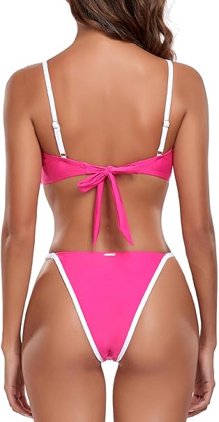 Women's Swimwear Adjustable Bandeau Bikini Swimsuit Two Piece Bathing Suits