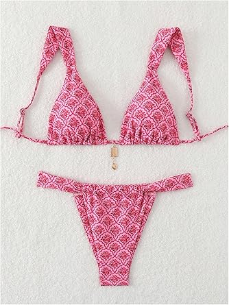 Women's 2 Piece Leopard Floral Bathing Suit Wireless Triangle Swimsuit High Waisted Bikini Sets